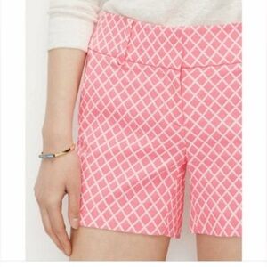 Ann Taylor Preppy Diamond Pattern Pink Shorts Sz 8